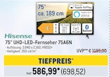 75" UHD-LED-Fernseher 75A6N Angebote von Hisense bei Metro Bottrop für 698,52 €