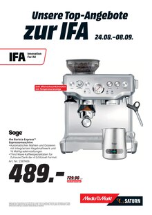 Kaffeevollautomat im MediaMarkt Saturn Prospekt "Wir feiern die IFA mit Top-Angeboten." mit 20 Seiten (Leipzig)