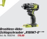 Aktuelles Brushless-Akku-Schlagschrauber R18IW7-0 Angebot bei toom Baumarkt in Moers ab 179,99 €