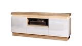 TV - Lowboard mit Beleuchtung weiß Hochglanz - Eiche 160 cm - LYON Angebote bei Die Möbelfundgrube Blieskastel für 259,99 €