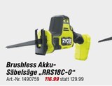 toom Baumarkt Staßfurt - Brushless Akku-Säbelsäge "RRS18C-O" Angebot im Prospekt Brushless Akku-Säbelsäge "RRS18C-O" bei toom Baumarkt im Staßfurt Prospekt für 116,99 €