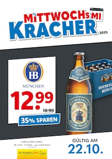 Getränkeland Prospekt der Woche "Mittwochskracher" Seite 1, 22.10.2025 bis 22.10.2025 für Güstrow Aktueller Getränkeland Prospekt "Mittwochskracher" Seite 1 von 1 Seite für Güstrow