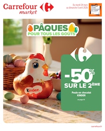 Prix et réduction Chocolats Pâques dans le prospectus Carrefour Market en cours Offre Chocolats Pâques dans le catalogue Carrefour Market du moment à la page 1