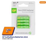 Aufladbare Batterien AAA im Angebot bei Action in Ahlen Aufladbare Batterien AAA Angebote von GP bei Action Ahlen für 2,88 €