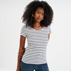 T-shirt rayé manches courtes ecru femme - LH - La Halle T-shirt rayé manches courtes ecru femme - LH à 4,99 € dans le catalogue La Halle