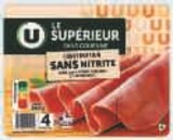 JAMBON CONSERVATION SANS NITRITE - U en promo à 4,34 € chez U Express JAMBON CONSERVATION SANS NITRITE - U dans le catalogue U Express
