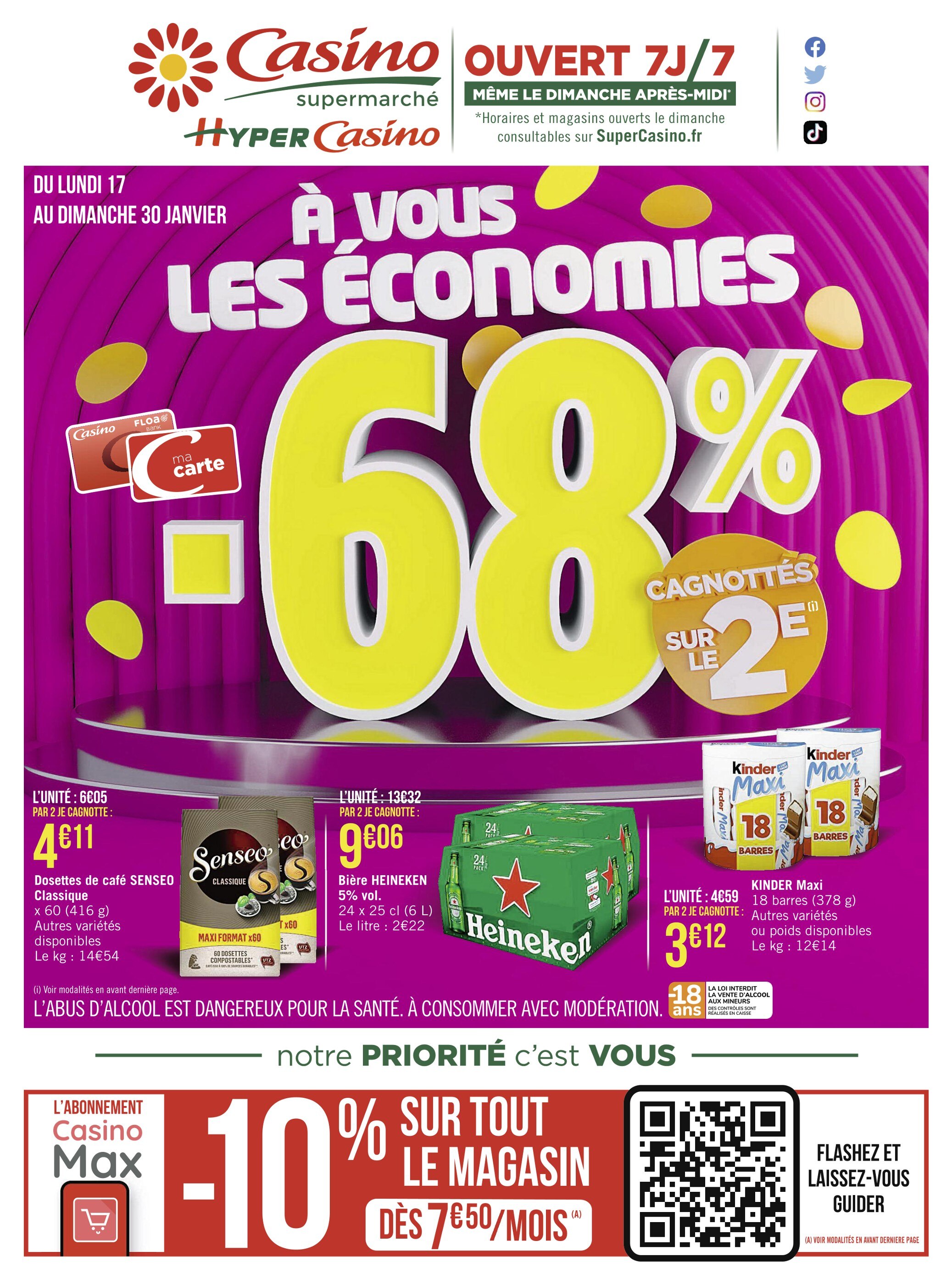 Catalogue Casino Supermarchés à Paris, avec 36 pages Prospectus Casino Supermarchés à Paris, "À vous les économies", 36 pages, 17/01/2022 - 30/01/2022