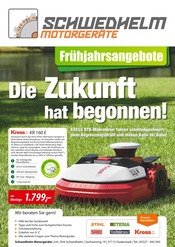 Aktueller Schwedhelm Motorgeräte Prospekt mit Gartenwerkzeug, "Die Zukunft hat begonnen!", Seite 1