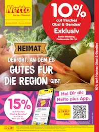 Netto Marken-Discount Prospekt für Berlin mit 2 Seiten Netto Marken-Discount Prospekt für Berlin: "10% auf Obst & Gemüse", 2 Seiten, 03.08.2026 - 08.08.2026