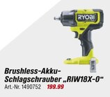 Brushless-Akku-Schlagschrauber „RIW18X-0“ im Angebot bei toom Baumarkt in Hilden Brushless-Akku-Schlagschrauber „RIW18X-0“ Angebote von Ryobi bei toom Baumarkt Hilden für 199,99 €