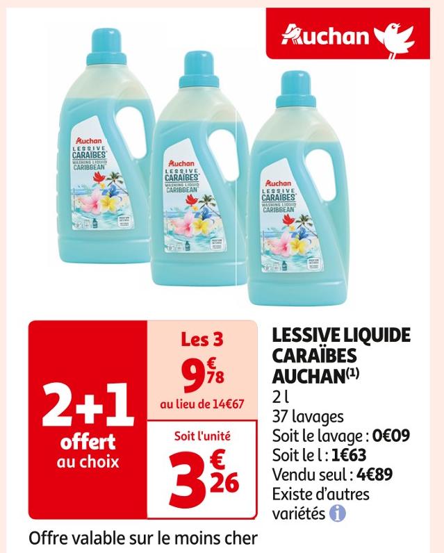 Lessive Liquide 2 En 1 Pivoine Et Hibiscus Dash- promo Auchan