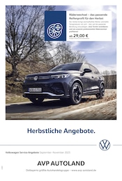 Volkswagen Prospekt "Herbstliche Angebote.", 1 Seite, 01.09.2025 - 01.09.2025 Aktueller Volkswagen Prospekt, "Herbstliche Angebote.", mit Angeboten der Woche, gültig von 01.09.2025 bis 01.09.2025