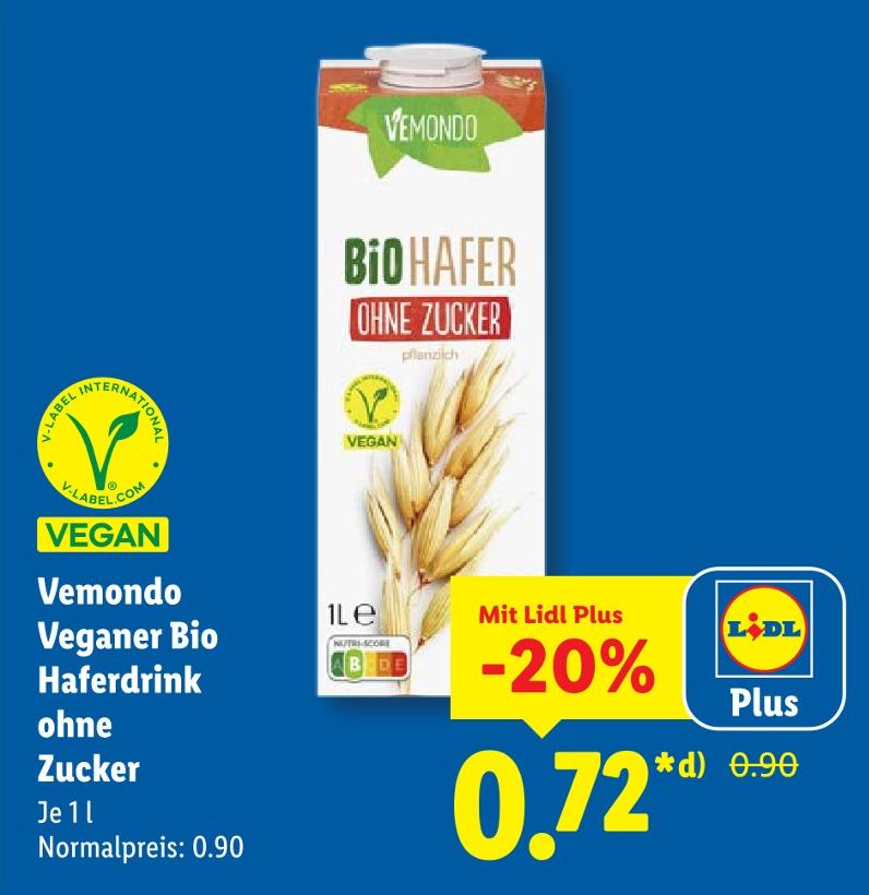 Veganer Bio Haferdrink ohne Zucker