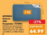 Externe SSD-Festplatte »TX100« im Angebot bei Kaufland in Kerpen Externe SSD-Festplatte »TX100« Angebote von INTENSO bei Kaufland Kerpen für 64,99 €