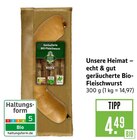 Geräucherte Bio-Fleischwurst im Angebot bei Marktkauf in Friedrichshafen Geräucherte Bio-Fleischwurst Angebote von Unsere Heimat bei Marktkauf Friedrichshafen für 4,49 €