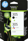 Pack de 2 cartouches d'encre 305 - HP en promo chez Bureau Vallée Montreuil à 23,99 €
