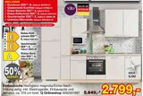 Aktuelles Einbauküche Hochglanz magnolia/Eiche-Nachbildung Angebot bei Opti-Wohnwelt in Schorndorf ab 2.799,00 €
