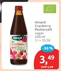 Cranberry Muttersaft von Alnavit für 3,49 € bei budni im Angebot Cranberry Muttersaft von Alnavit im aktuellen budni Prospekt