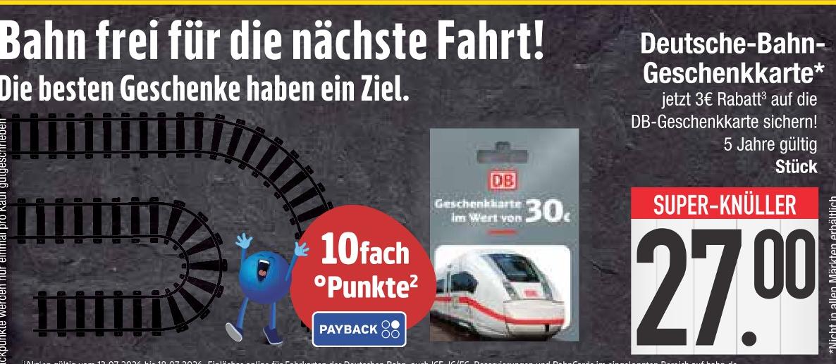 Geschenkkarte Angebote von Deutsche Bahn bei EDEKA Ingolstadt für 27,00 €