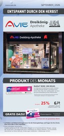 AVIE Dreikönig-Apotheke Apotheken Prospekt der aktuellen Woche mit 6 Seiten, gültig von 01.09.2026 bis 30.09.2026, in Brühl und Umgebung Aktueller AVIE Dreikönig-Apotheke Apotheken Prospekt in Brühl und Umgebung, "Aktuelle Angebote" mit 6 Seiten, 01.09.2026 - 30.09.2026