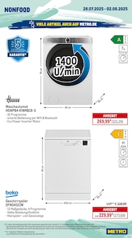 Waschmaschine im METRO Prospekt "Wochenangebote + Flash Deal + Metro Markets" mit 27 Seiten (Lehrte)