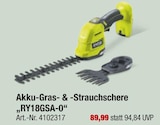 Akku-Gras- & -Strauchschere RY18GSA-0 bei toom Baumarkt im Prospekt "" für 89,99 €