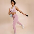 Legging de sport gainant taille haute mauve femme en promo chez La Halle Legging de sport gainant taille haute mauve femme dans le catalogue La Halle