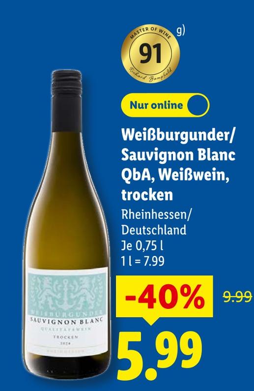 Weißburgunder/Sauvignon Blanc QbA, Weißwein, trocken