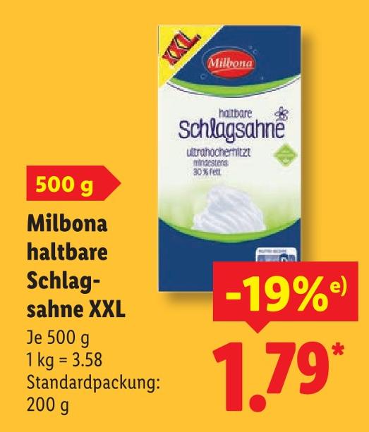 haltbare Schlagsahne XXL