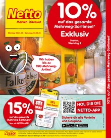 Bier im Netto Marken-Discount Prospekt "10% auf das gesamte Mehrweg-Sortiment" mit 2 Seiten (Hamm)