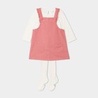 Ensemble 3 pièces avec robe salopette vieux rose bébé fille dans le catalogue La Halle