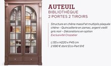 Auteuil bibliothèque 2 portes 2 tiroirs - Crozatier à Versailles Auteuil bibliothèque 2 portes 2 tiroirs en promo chez Crozatier Versailles à 2 690,00 €