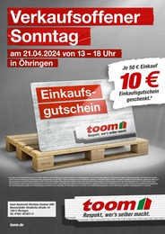 toom Baumarkt Prospekt für Öhringen: "Verkaufsoffener Sonntag", 1 Seite, 21.04.2024 - 21.04.2024