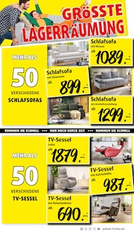Fernseher im Polstermöbel Fischer Prospekt "JETZT IST SCHLUSS - LAGERRÄUMUNG HÖHEPUNKT" mit 14 Seiten (Filderstadt)