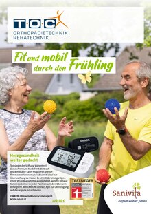 Blutdruckmessgerät im Sanitätshaus Technisches-Orthopädie-Center GmbH Prospekt "Fit und mobil durch den Frühling" mit 6 Seiten (Magdeburg)