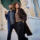 Manteau long boutonné marron foncé femme dans le catalogue La Halle