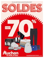 Catalogue Auchan Hypermarché à Paris cette semaine, valable du 25/06/2025 au 22/07/2025 Prospectus Auchan Hypermarché à Paris, "SOLDES JUSQU'À -70%", 32 pages de promos valables du 25/06/2025 au 22/07/2025