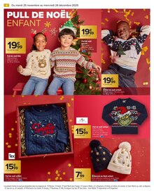 Promotion Pull Homme dans le prospectus Carrefour, valable du 25/11/2025 au 24/12/2025 Promo Pull Homme dans le catalogue Carrefour du moment à la page 6