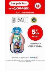 Prospectus Supermarchés Hyper U en cours à Allonzier-la-Caille et alentours, "Les prix bas de la semaine", 1 page, 04/09/2025 - 06/09/2025 Catalogue Supermarchés Hyper U en cours à Allonzier-la-Caille et alentours, "Les prix bas de la semaine", 1 page, 04/09/2025 - 06/09/2025