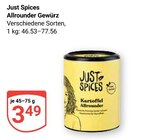Allrounder Gewürz Angebote von Just Spices bei GLOBUS Rostock für 3,49 €