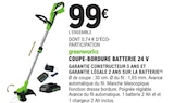 Coupe-bordure batterie 24 v - GREENWORKS en promo chez E.Leclerc Coupe-bordure batterie 24 v - GREENWORKS dans le catalogue E.Leclerc