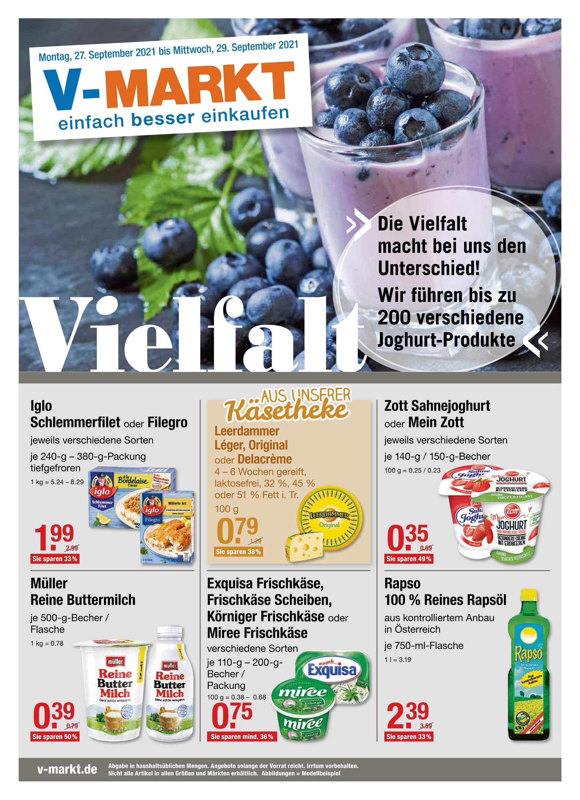 V-Markt Prospekt für Stetten mit 4 Seiten V-Markt Prospekt für Stetten: "V-Markt einfach besser einkaufen", 4 Seiten, 27.09.2021 - 29.09.2021