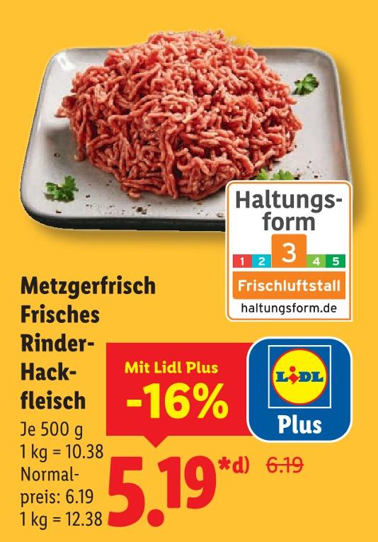 Metzgerfrisch Frisches Rinder-Hackfleisch
