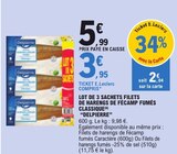 Lot de 3 sachets filets de harengs de Fécamp fumés classique - DELPIERRE dans le catalogue E.Leclerc