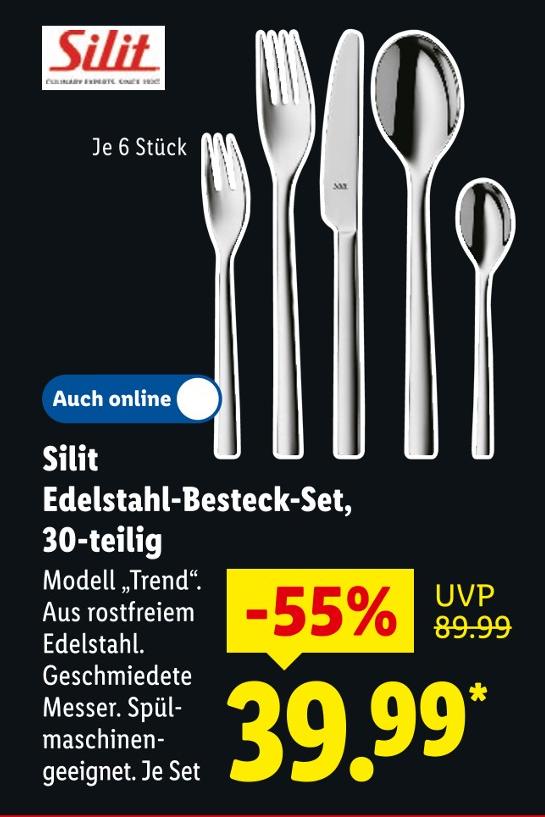 Edelstahl-Besteck-Set, 30-teilig