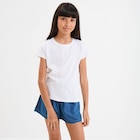 T-shirt manches courtes en coton blanc fille en promo chez La Halle T-shirt manches courtes en coton blanc fille dans le catalogue La Halle