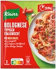 Fix Bolognese Typisch Italienisch! von Knorr für 0,44 € bei REWE im Angebot Fix Bolognese Typisch Italienisch! von Knorr im aktuellen REWE Prospekt