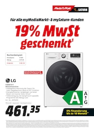 Waschmaschine im MediaMarkt Saturn Prospekt "19% MwSt. geschenkt" auf Seite 9