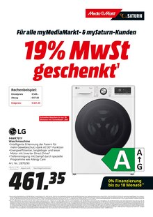 Waschmaschine im MediaMarkt Saturn Prospekt "19% MwSt. geschenkt" mit 34 Seiten (Lüneburg)