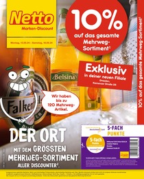 Netto Marken-Discount Prospekt für Dresden: "10% auf das gesamte Mehrwegsortiment.", 4 Seiten, 13.05.2024 - 18.05.2024